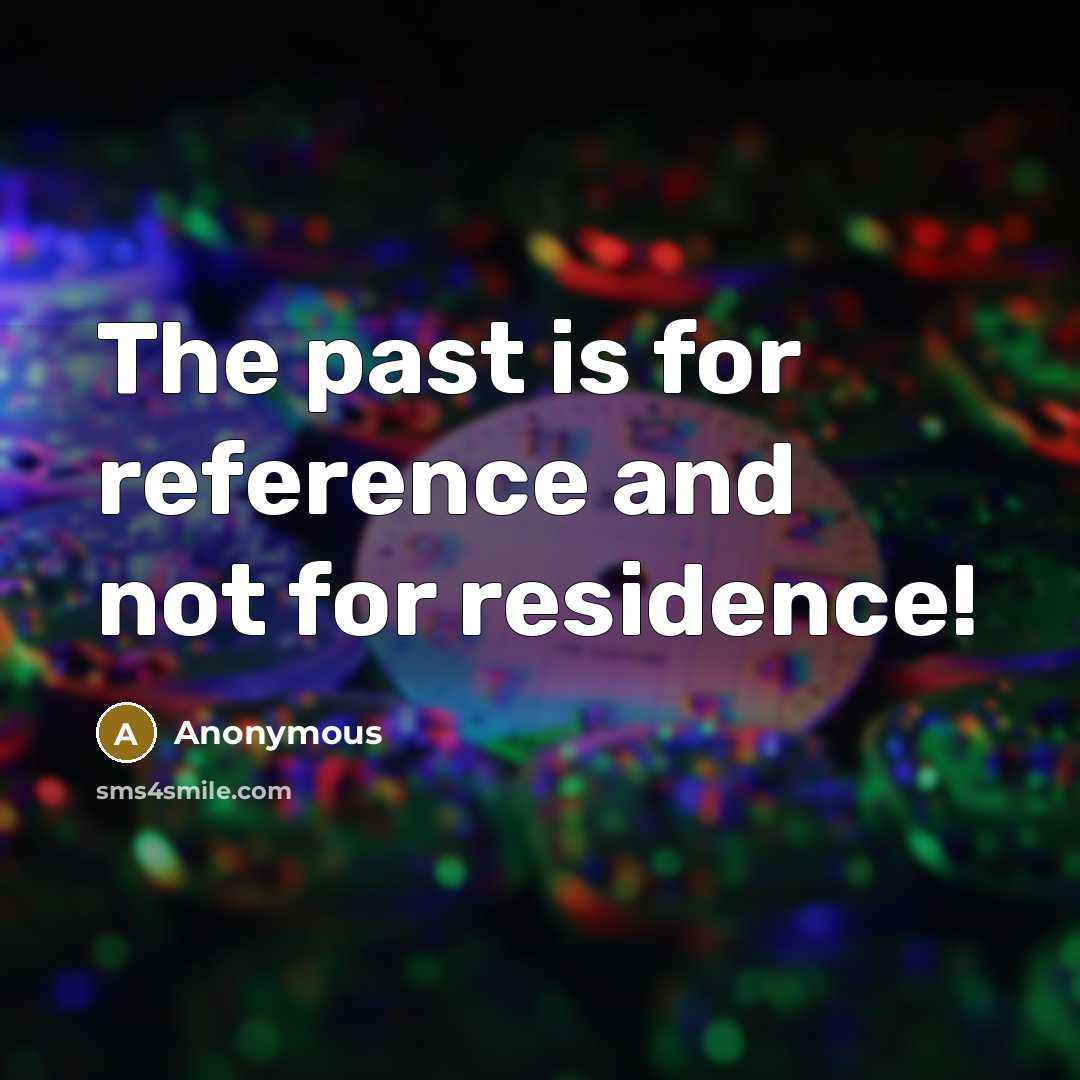 “The past is for reference and not for residence!” quote by Anonymous