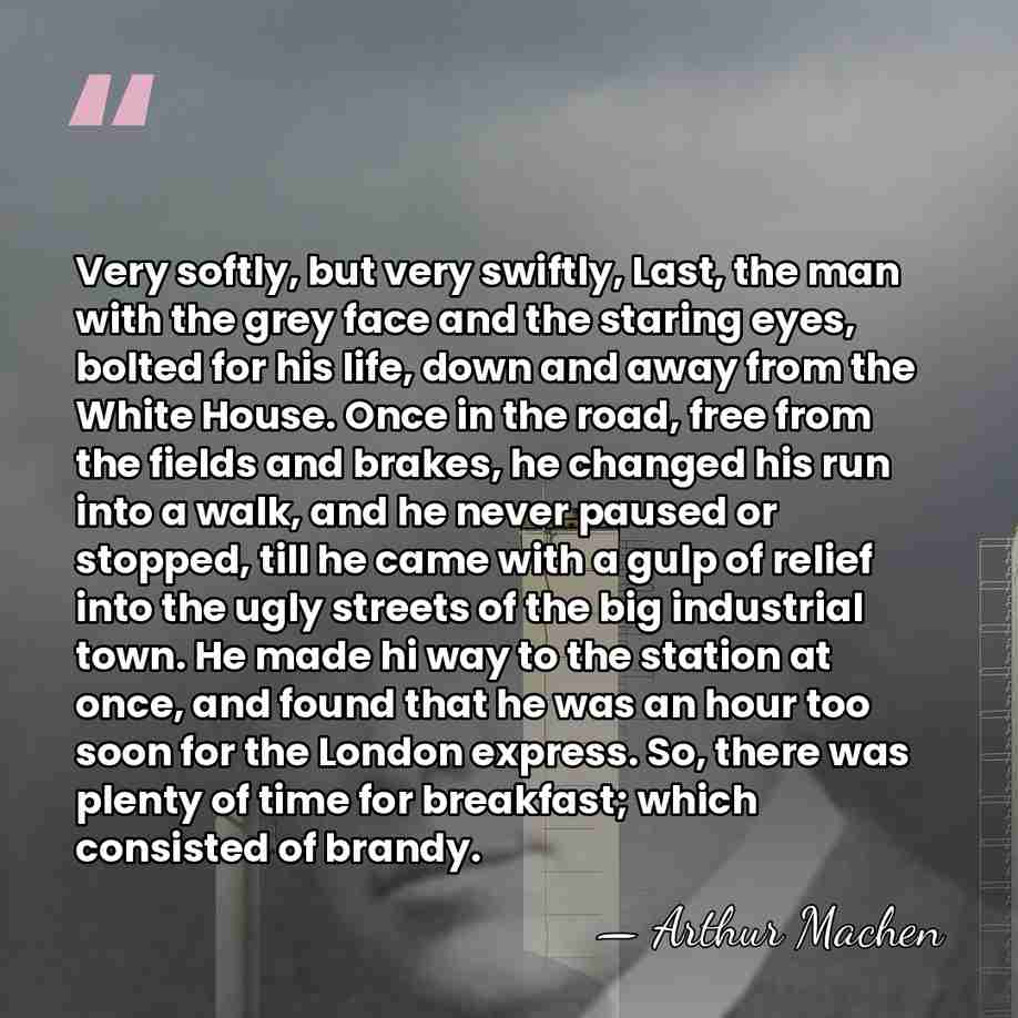Very softly, but very swiftly, Last, the man with the grey face&hellip; - Arthur Machen