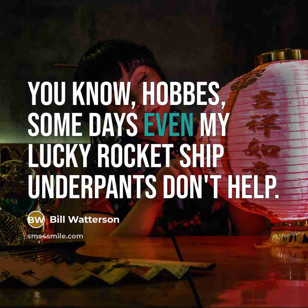 “You know, Hobbes, some days even my lucky rocket ship…” quote by Bill Watterson
