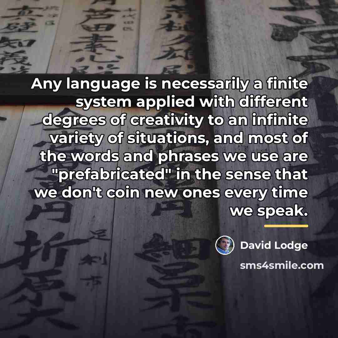 “Any language is necessarily a finite system applied with different…” quote by David Lodge