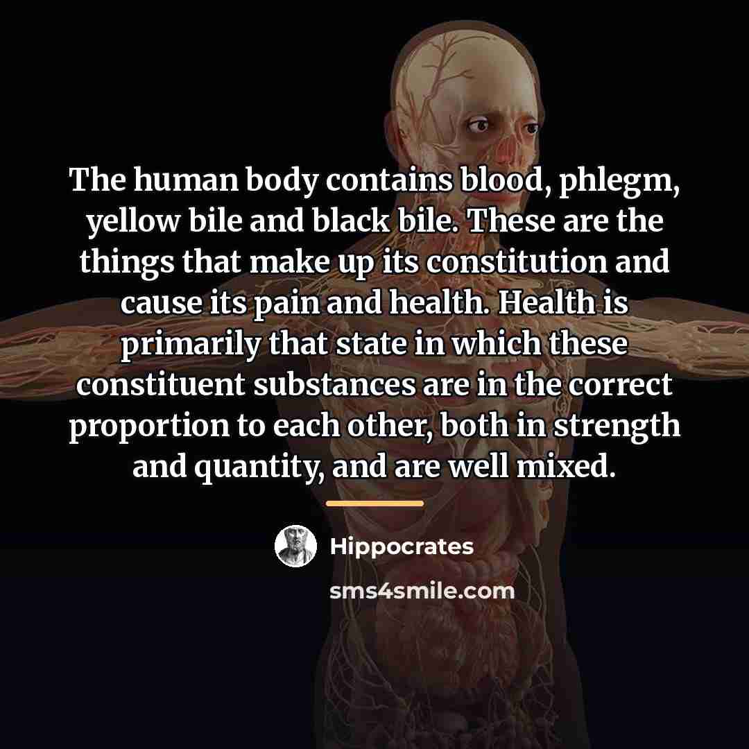“The human body contains blood, phlegm, yellow bile and black…” quote by Hippocrates