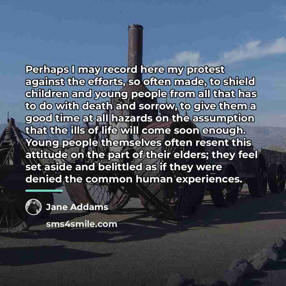 “Perhaps I may record here my protest against the efforts,…” quote by Jane Addams