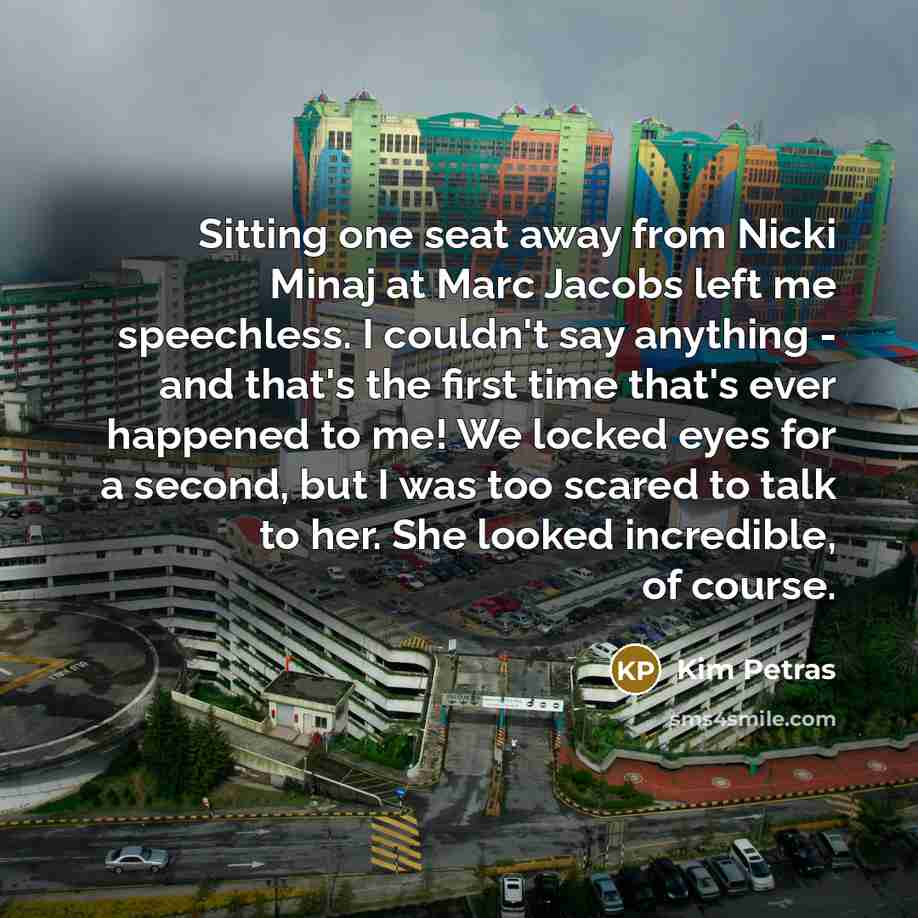 “Sitting one seat away from Nicki Minaj at Marc Jacobs…” quote by Kim Petras