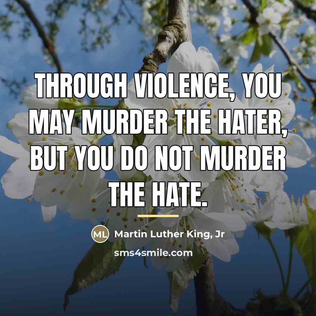“Through violence, you may murder the hater, but you do…” quote by Martin Luther King, Jr