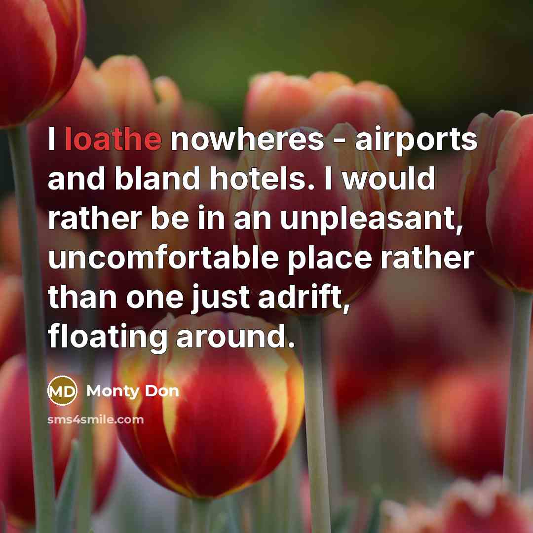 “I loathe nowheres - airports and bland hotels. I would…” quote by Monty Don