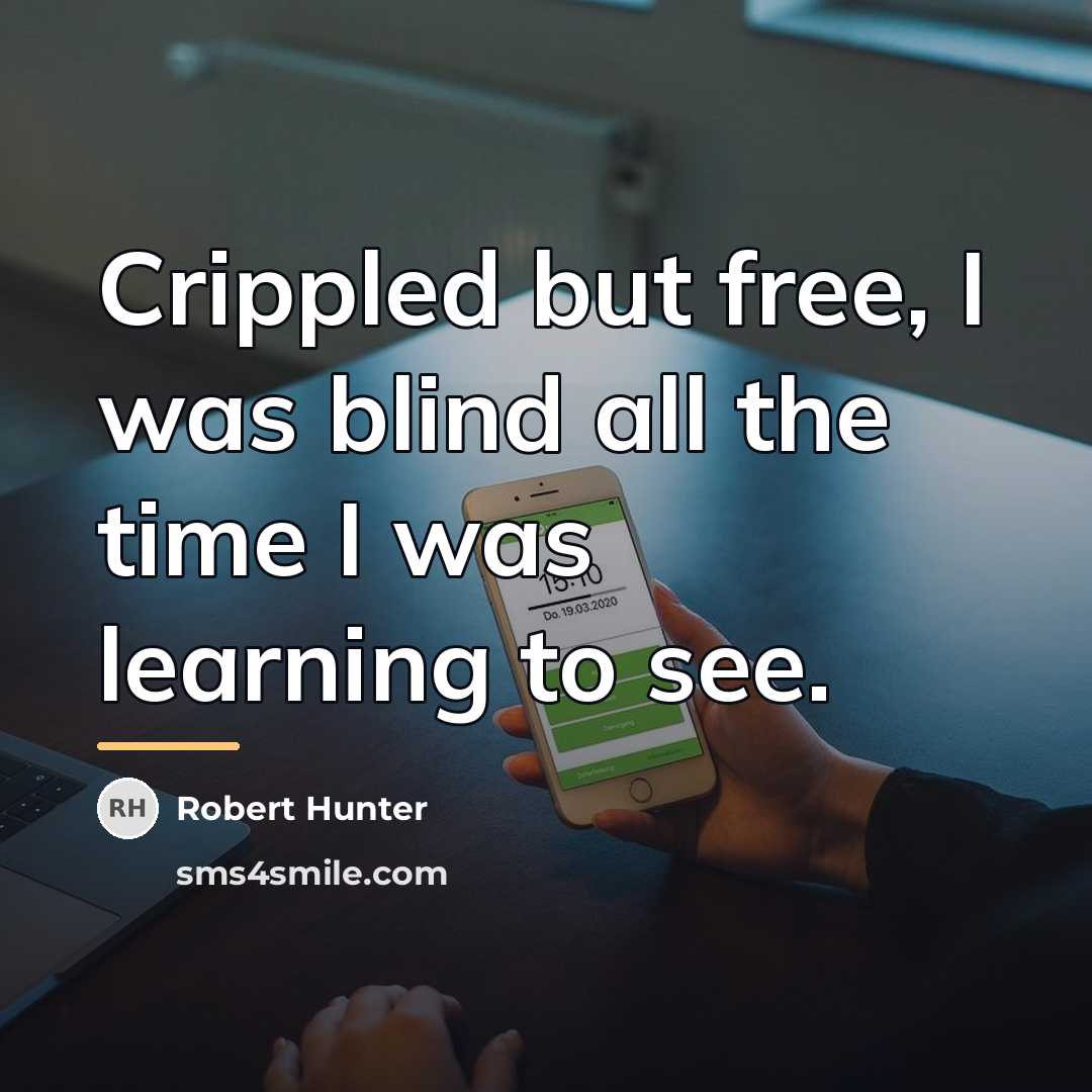 “Crippled but free, I was blind all the time I…” quote by Robert Hunter