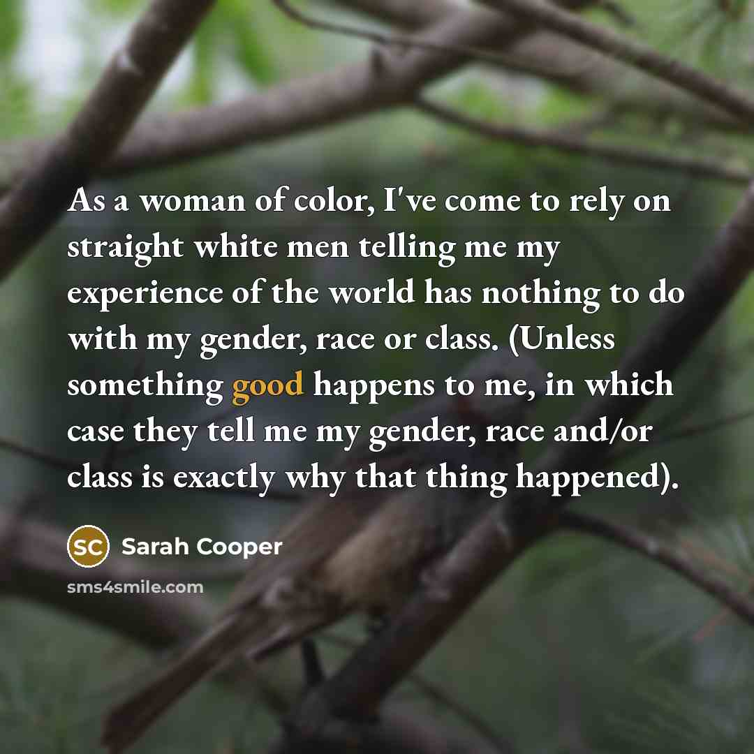“As a woman of color, I've come to rely on…” quote by Sarah Cooper