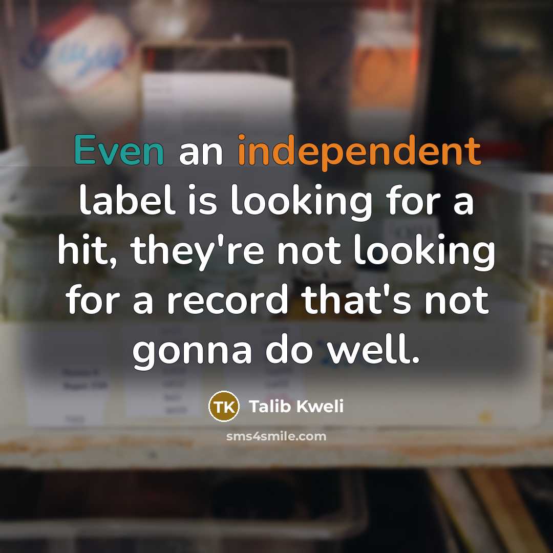 “Even an independent label is looking for a hit, they're…” quote by Talib Kweli