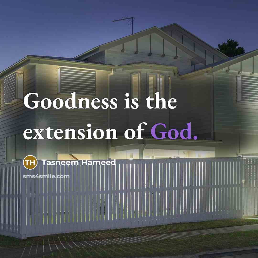 “Goodness is the extension of God.” quote by Tasneem Hameed