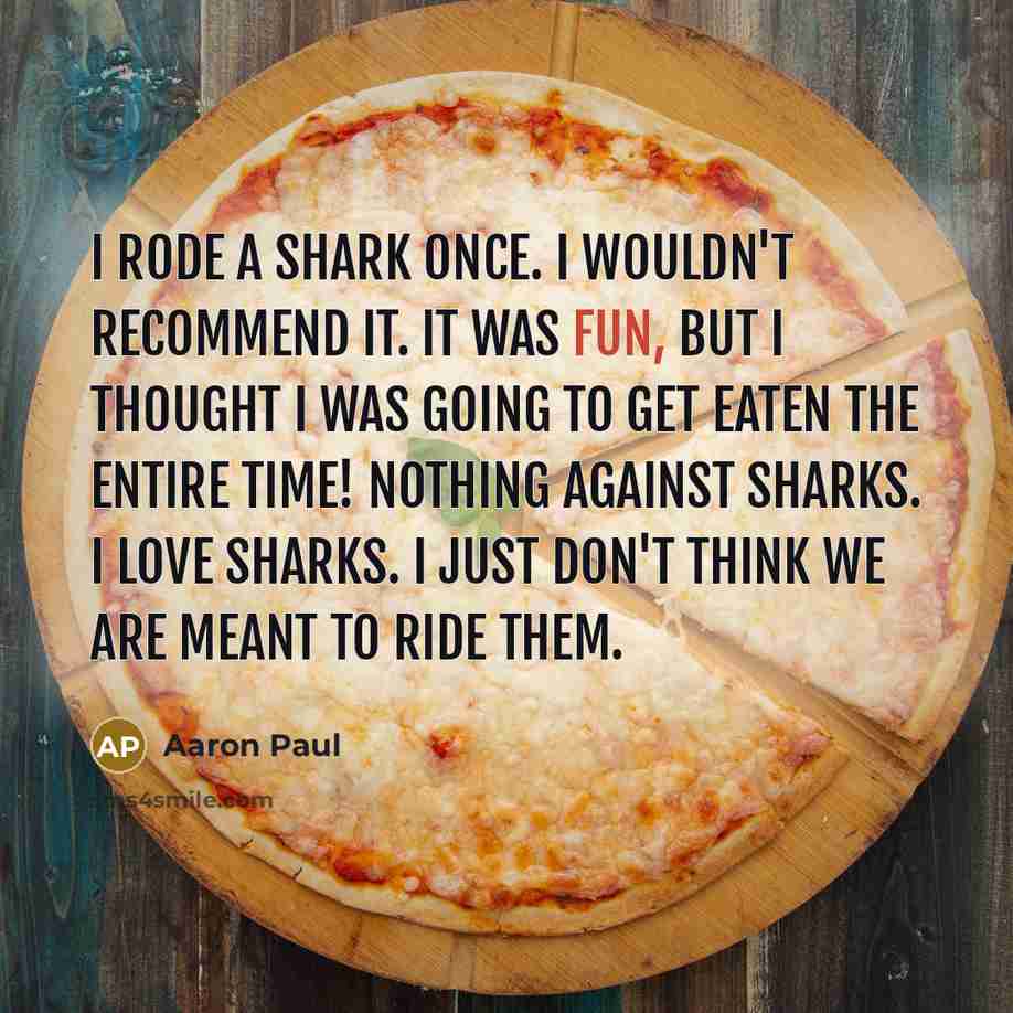 “I rode a shark once. I wouldn't recommend it. It…” quote by Aaron Paul