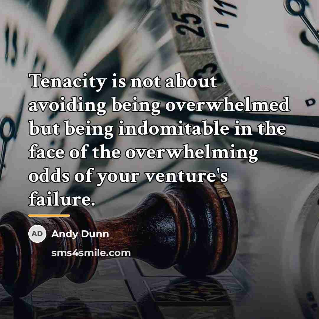 “Tenacity is not about avoiding being overwhelmed but being indomitable…” quote by Andy Dunn
