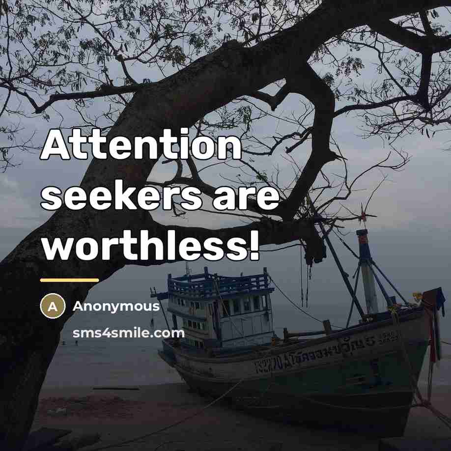 “Attention seekers are worthless!…” quote by Anonymous