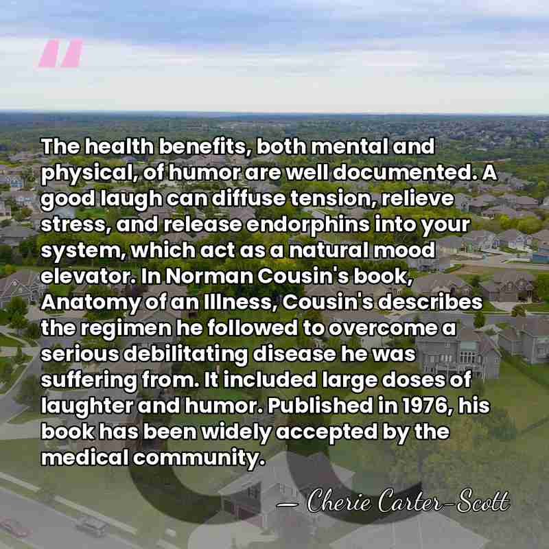 The health benefits, both mental and physical, of humor are well documented.&hellip; - Cherie Carter-Scott