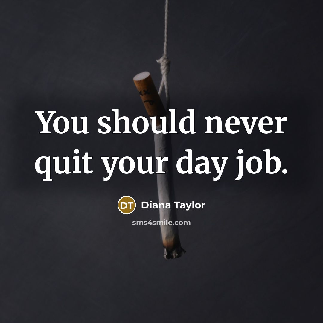“You should never quit your day job.…” quote by Diana Taylor