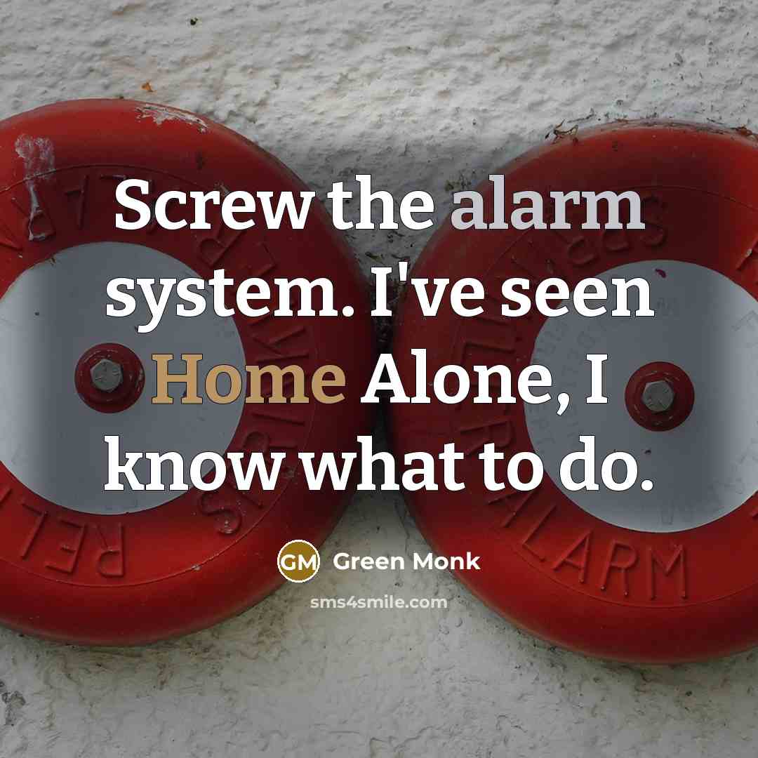 “Screw the alarm system. I've seen Home Alone, I know what to do.” quote by Green Monk