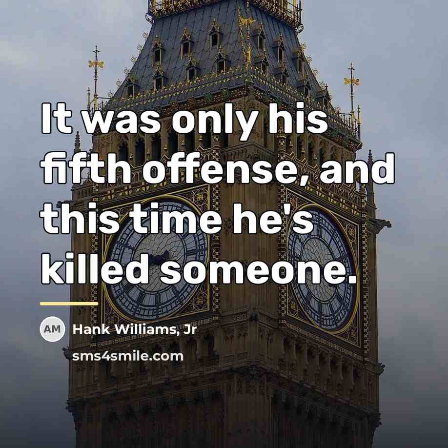 “It was only his fifth offense, and this time he's…” quote by Hank Williams, Jr