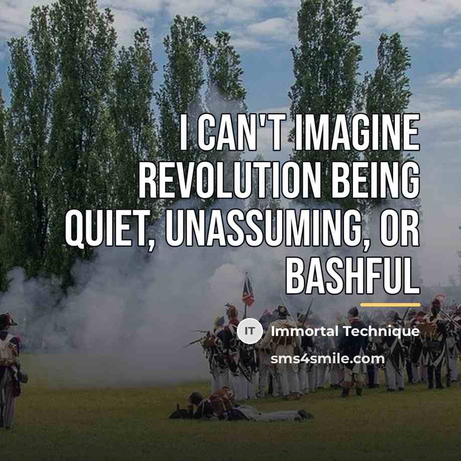“I can't imagine Revolution being quiet, unassuming, or bashful…” quote by Immortal Technique