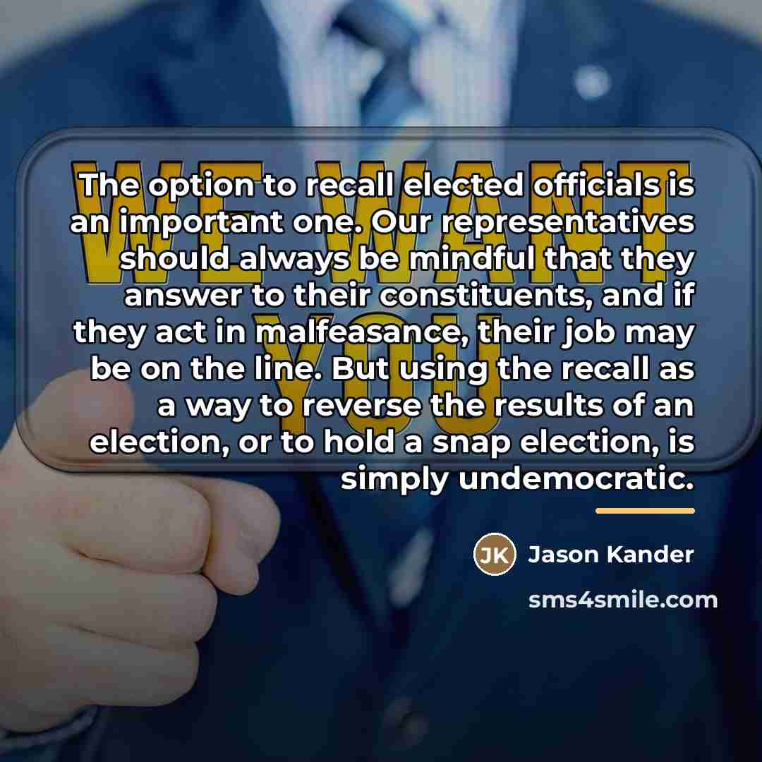 “The option to recall elected officials is an important one.…” quote by Jason Kander