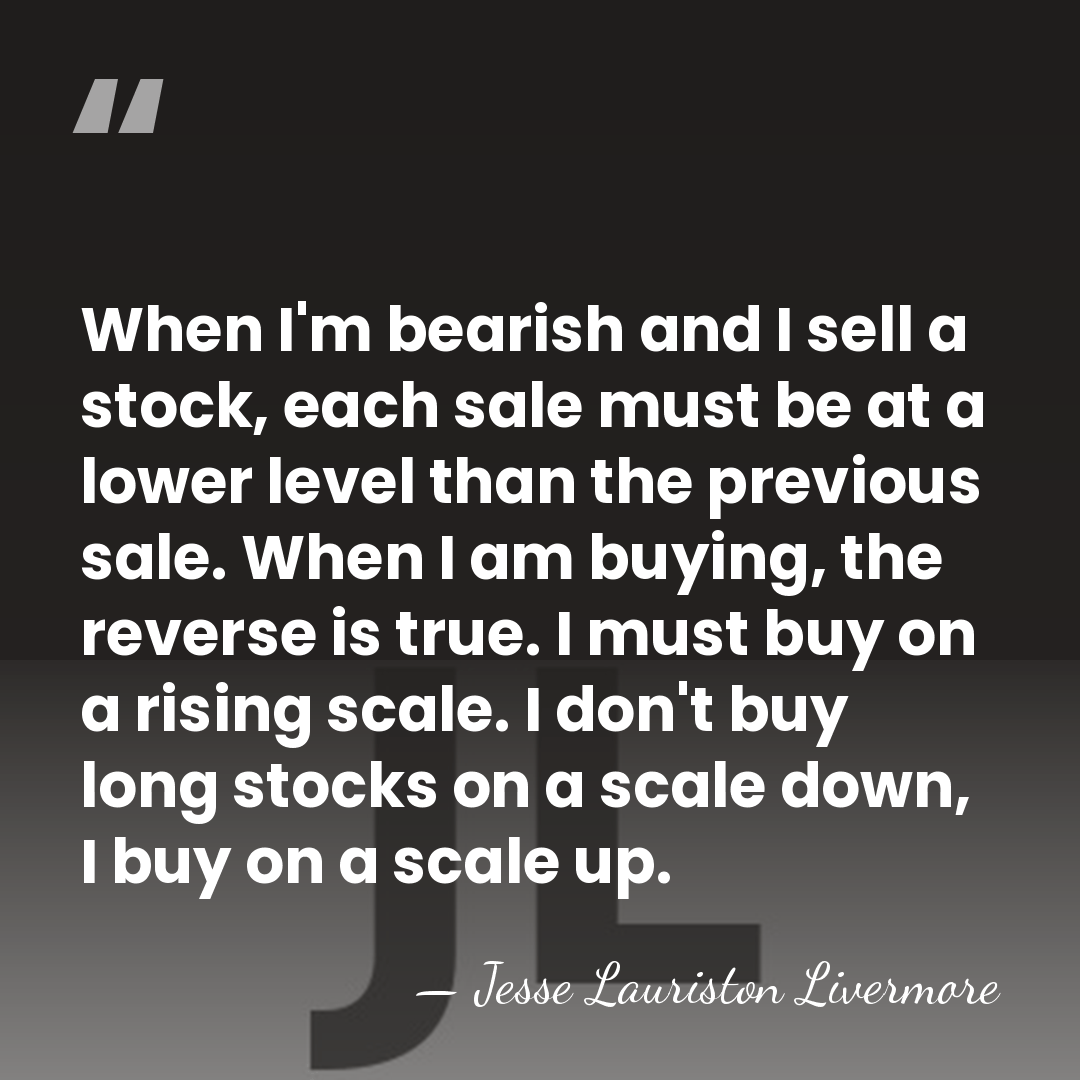 When I'm bearish and I sell a stock, each sale must be&hellip; - Jesse Lauriston Livermore
