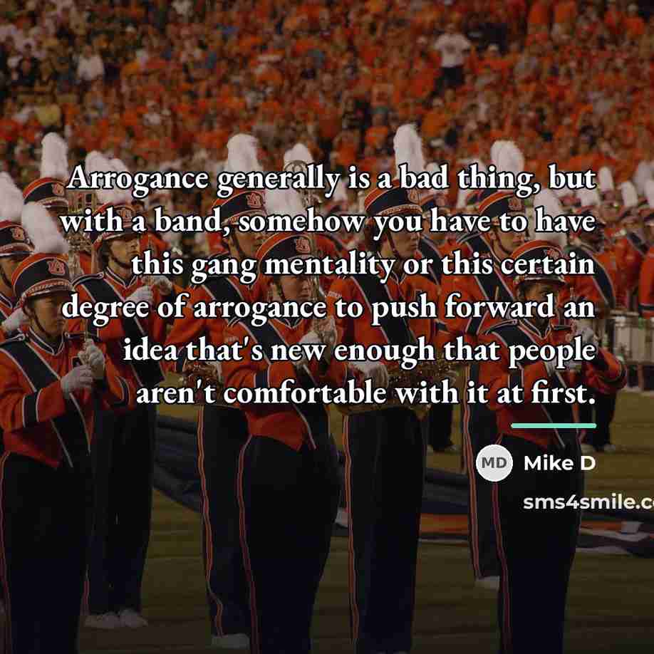 “Arrogance generally is a bad thing, but with a band,…” quote by Mike D