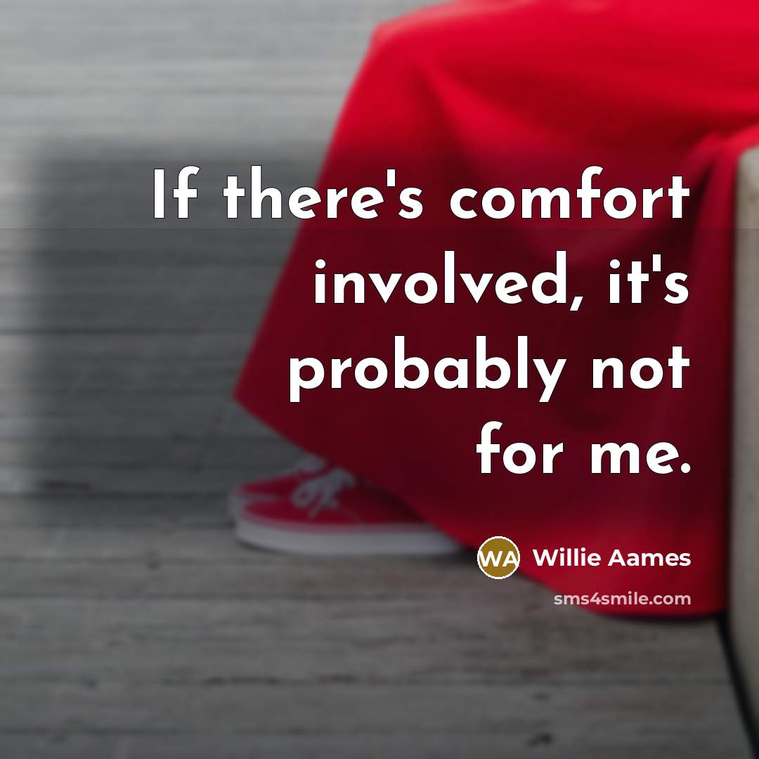 “If there's comfort involved, it's probably not for me.…” quote by Willie Aames