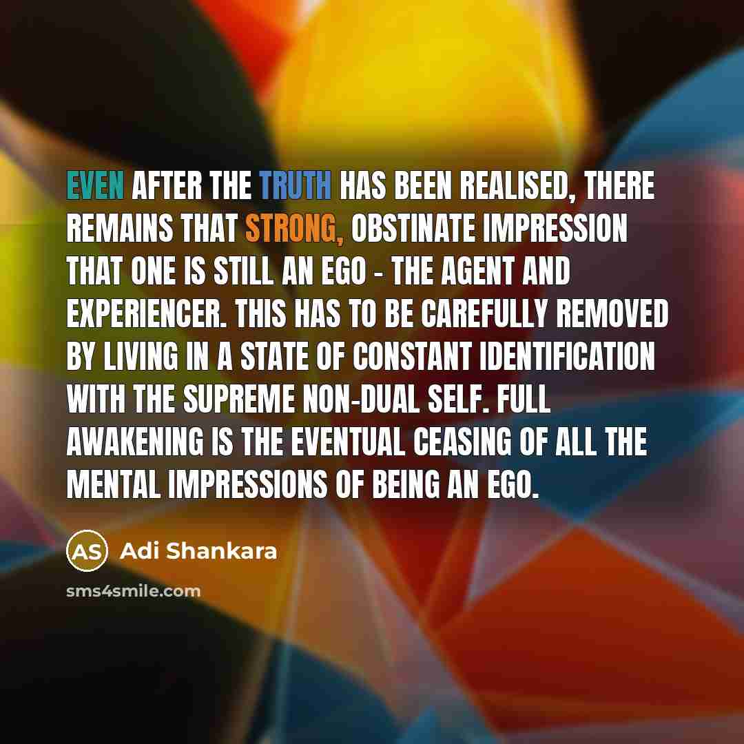“Even after the Truth has been realised, there remains that…” quote by Adi Shankara