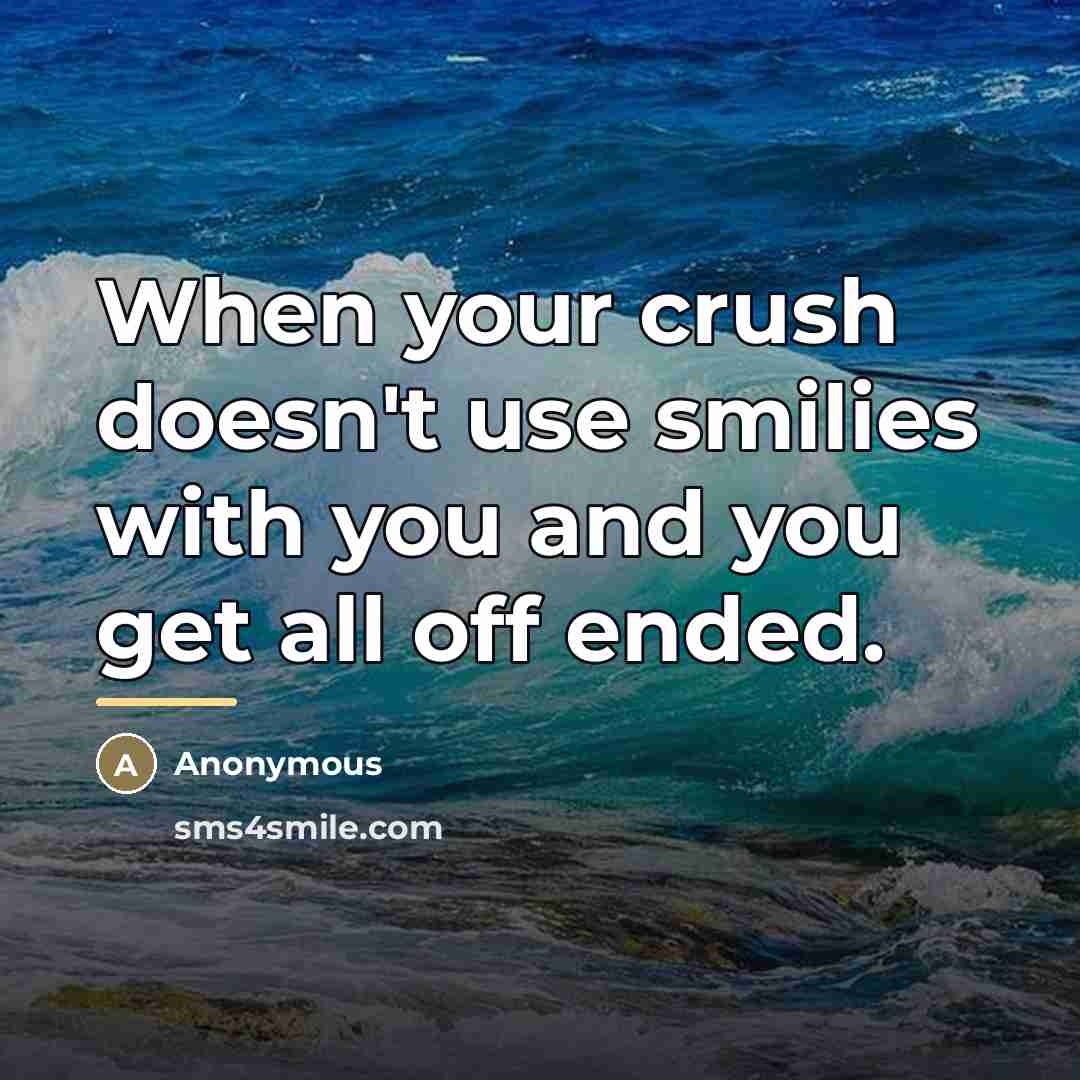 “When your crush doesn't use smilies with you and you…” quote by Anonymous