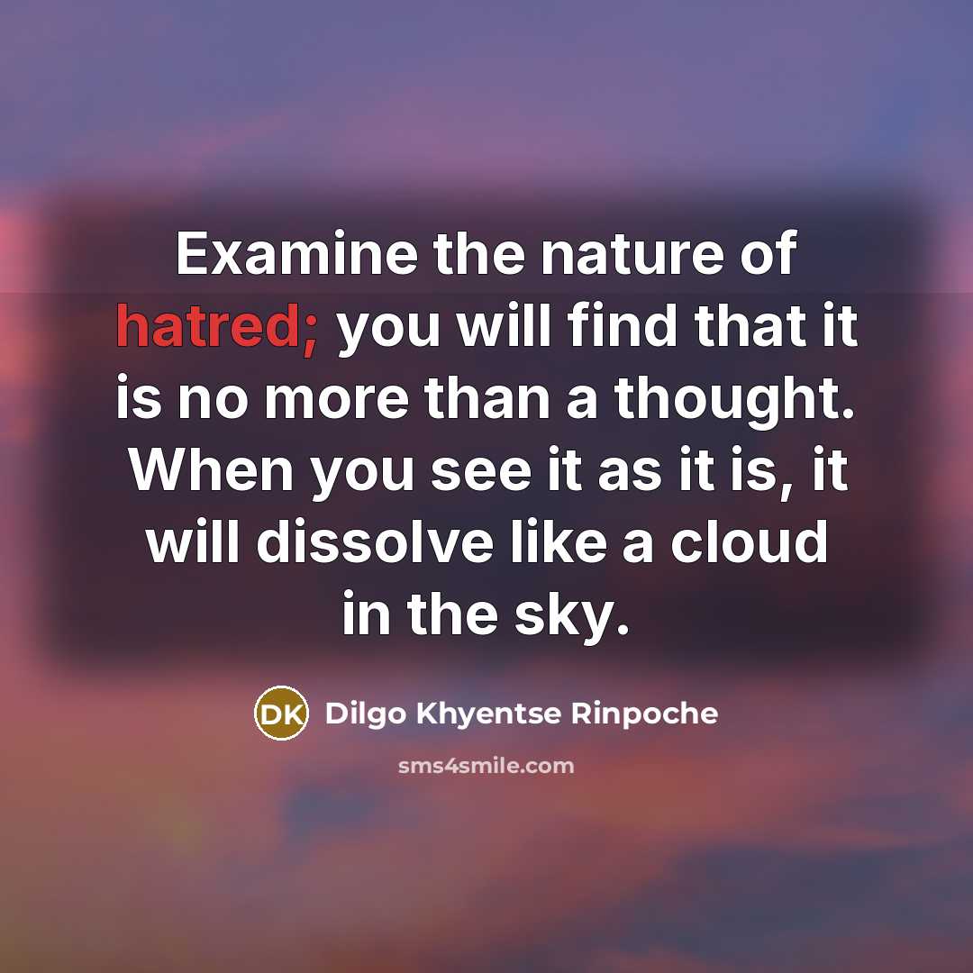 “Examine the nature of hatred; you will find that it…” quote by Dilgo Khyentse Rinpoche