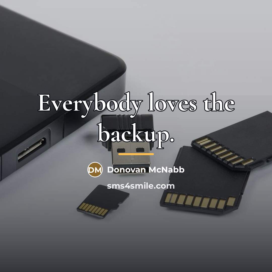 “Everybody loves the backup.…” quote by Donovan McNabb