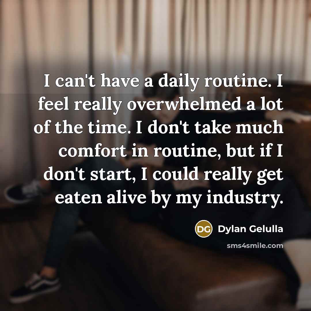 “I can't have a daily routine. I feel really overwhelmed…” quote by Dylan Gelulla
