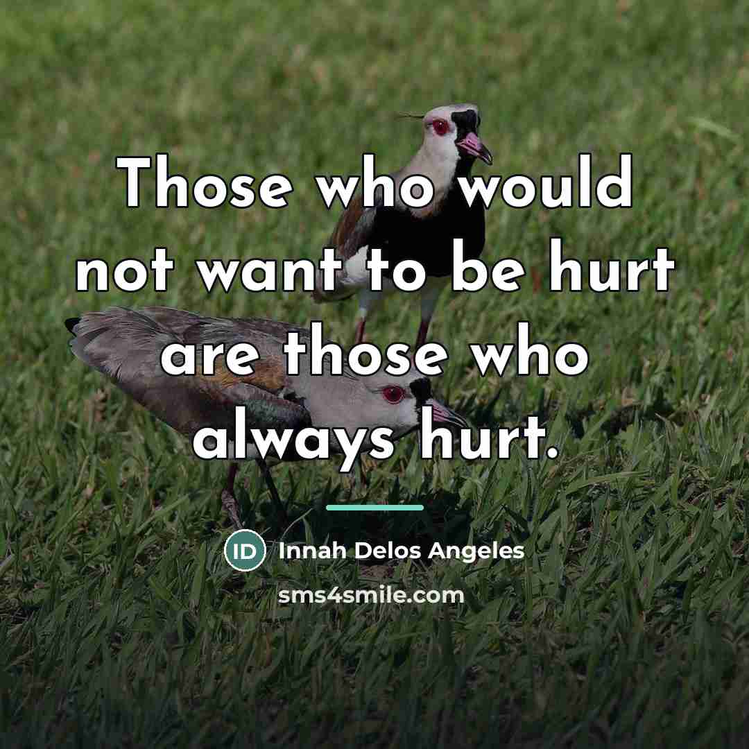 “Those who would not want to be hurt are those…” quote by Innah Delos Angeles