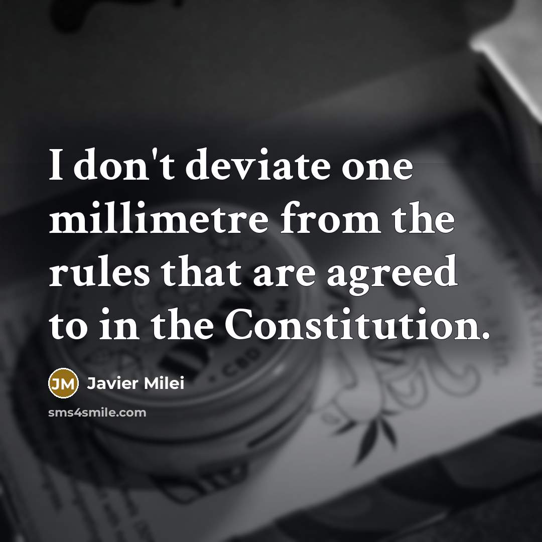 “I don't deviate one millimetre from the rules that are…” quote by Javier Milei