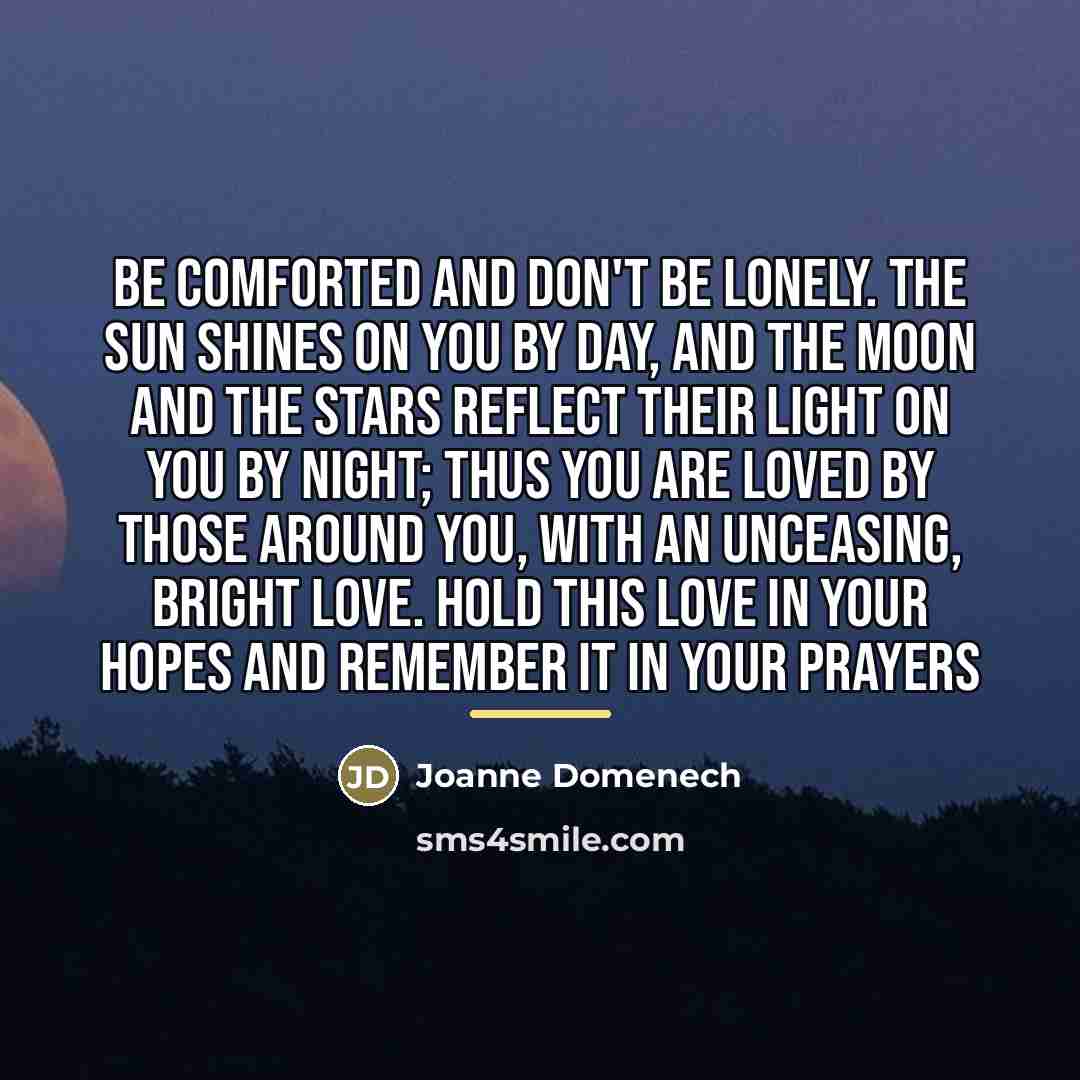 “Be comforted and don't be lonely. The sun shines on…” quote by Joanne Domenech