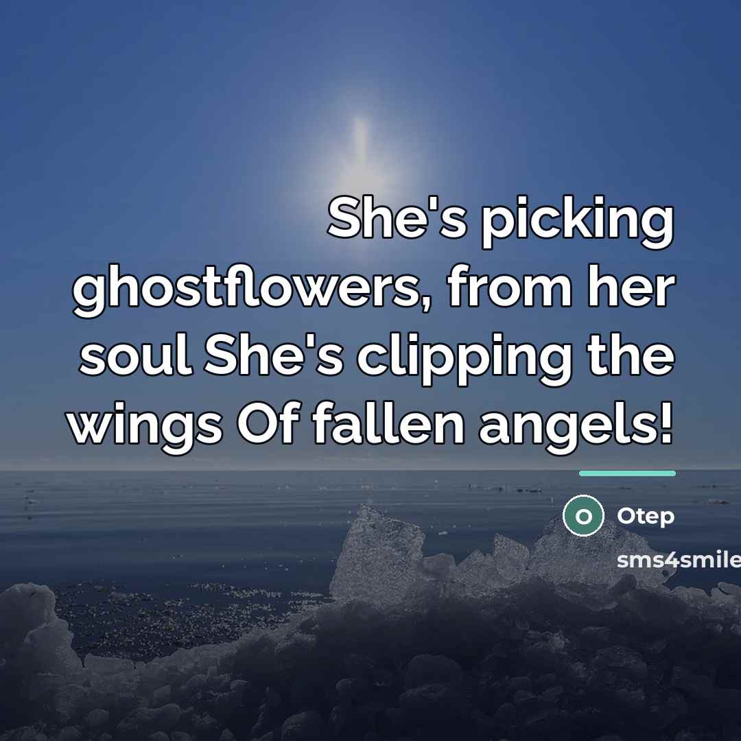 “She's picking ghostflowers, from her soul She's clipping the wings…” quote by Otep
