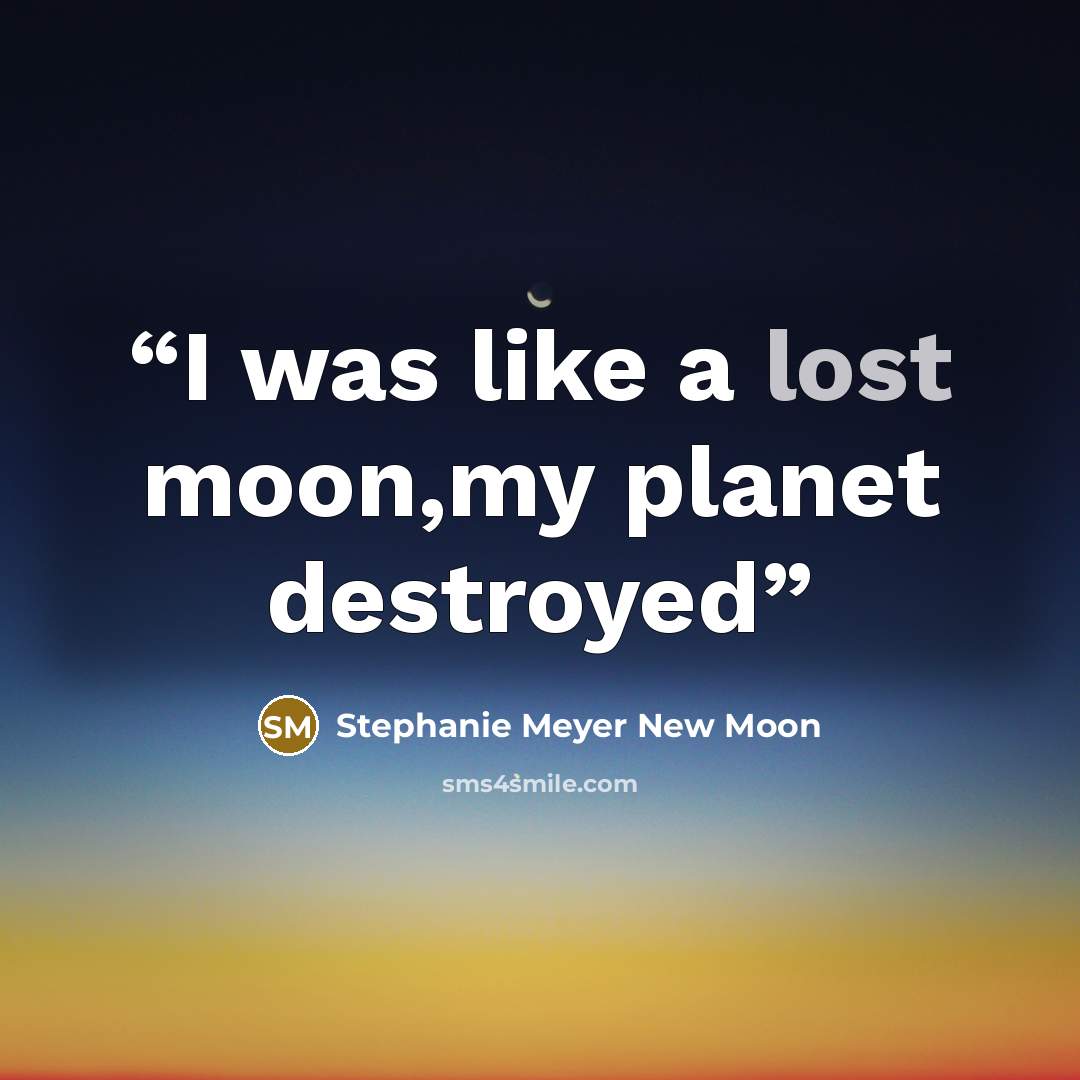 “I was like a lost moon,my planet destroyed” quote by Stephanie Meyer New Moon