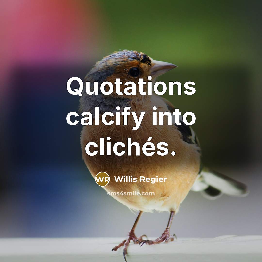 “Quotations calcify into clichés.…” quote by Willis Regier