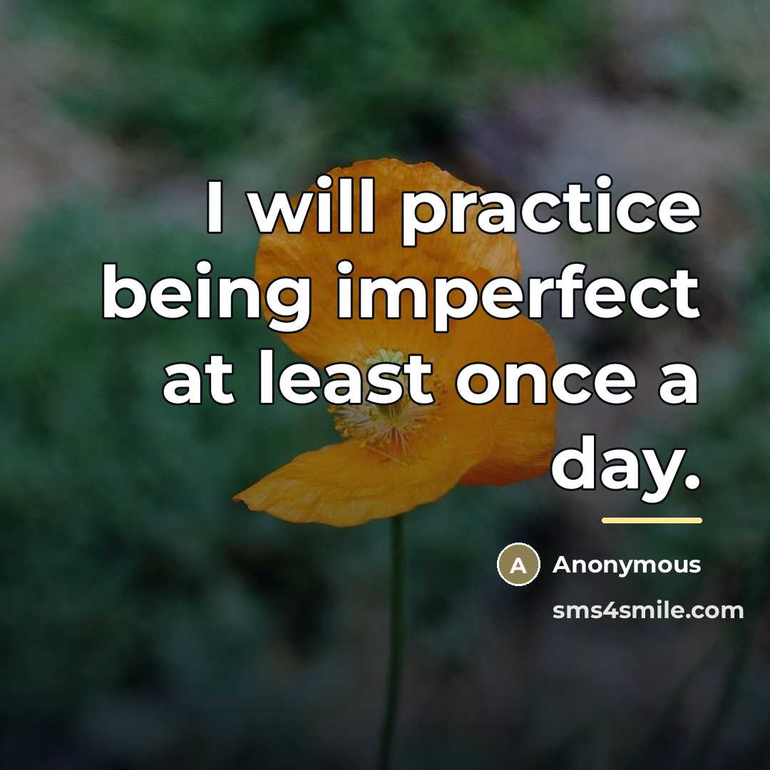 “I will practice being imperfect at least once a day.…” quote by Anonymous