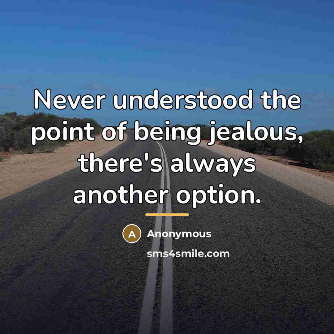 “Never understood the point of being jealous, there's always another…” quote by Anonymous