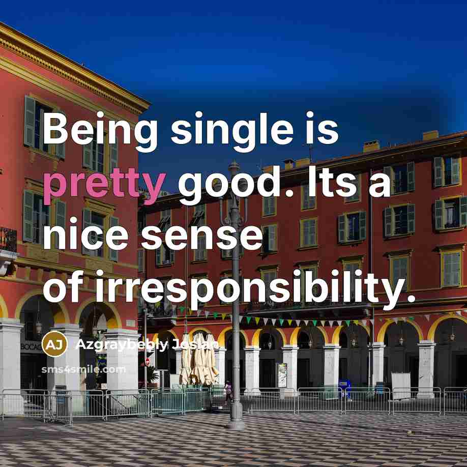 “Being single is pretty good. Its a nice sense of…” quote by Azgraybebly Joslan