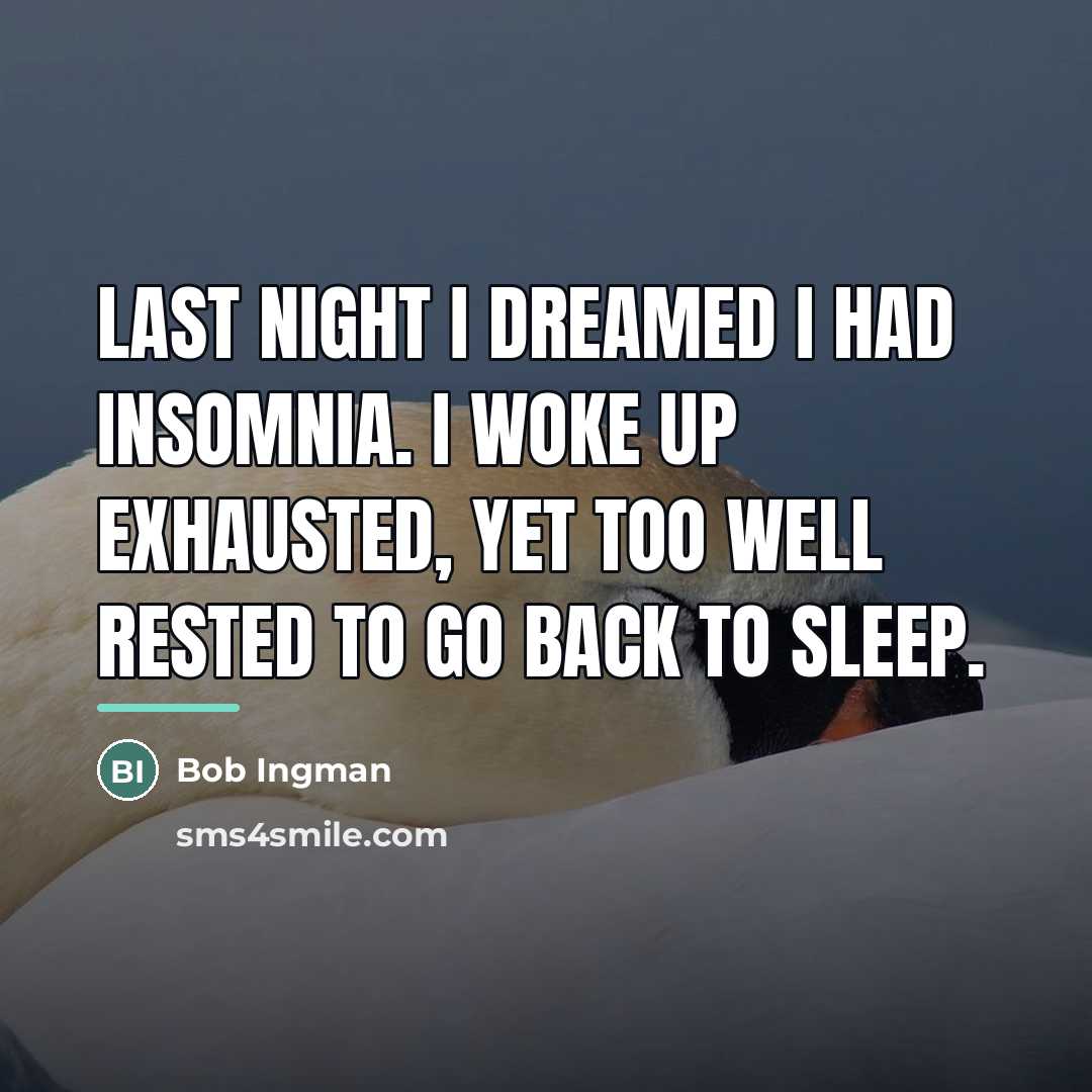 “Last night I dreamed I had insomnia. I woke up…” quote by Bob Ingman