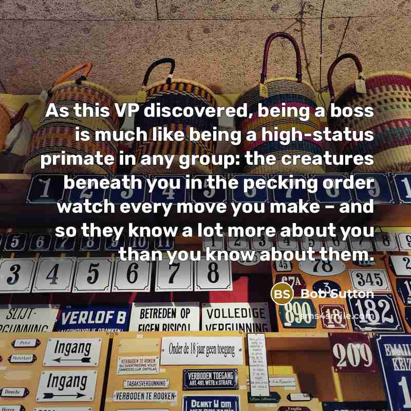 “As this VP discovered, being a boss is much like…” quote by Bob Sutton