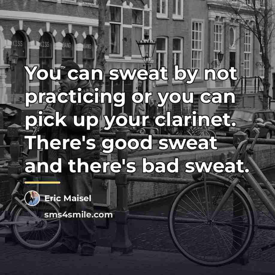 “You can sweat by not practicing or you can pick…” quote by Eric Maisel