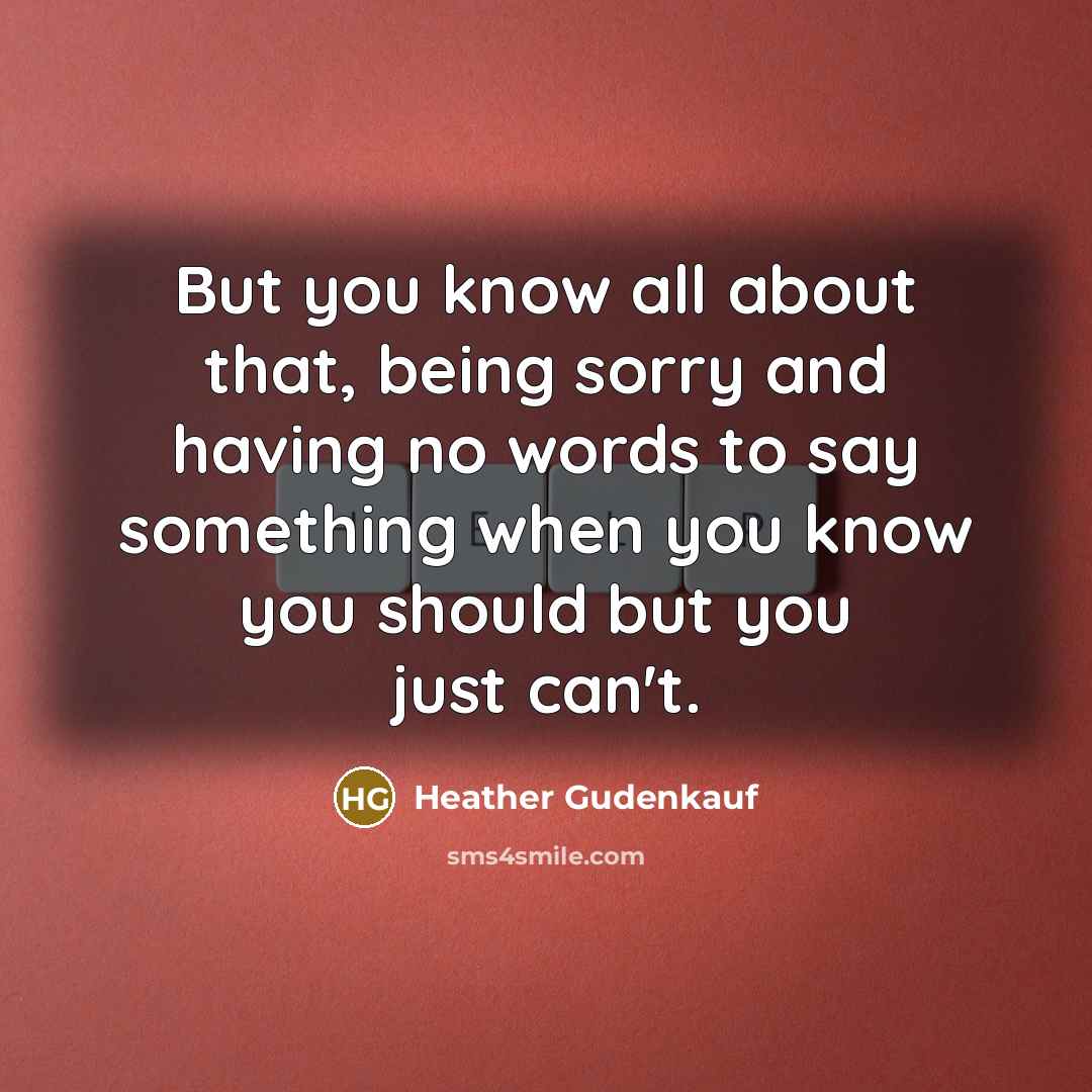 “But you know all about that, being sorry and having…” quote by Heather Gudenkauf