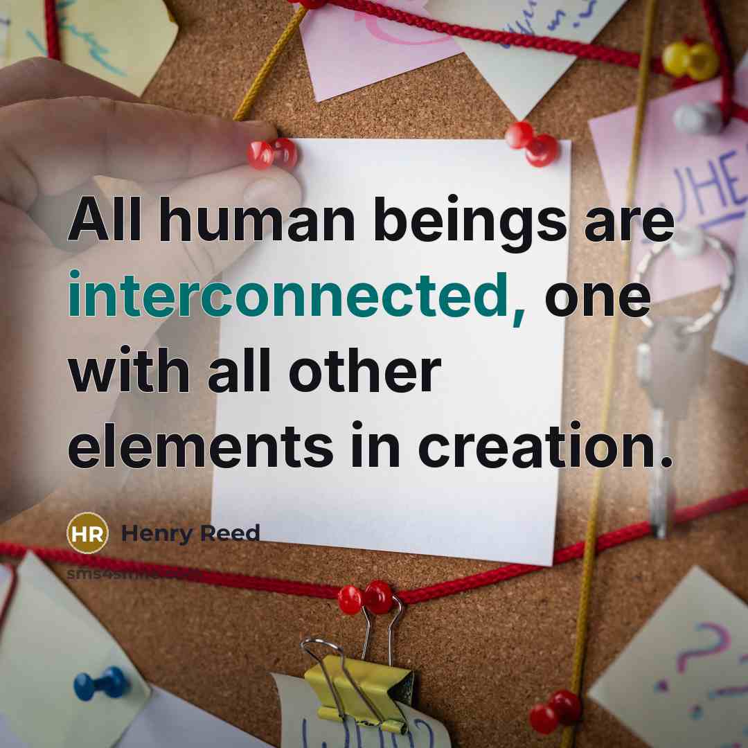 “All human beings are interconnected, one with all other elements in creation.” quote by Henry Reed