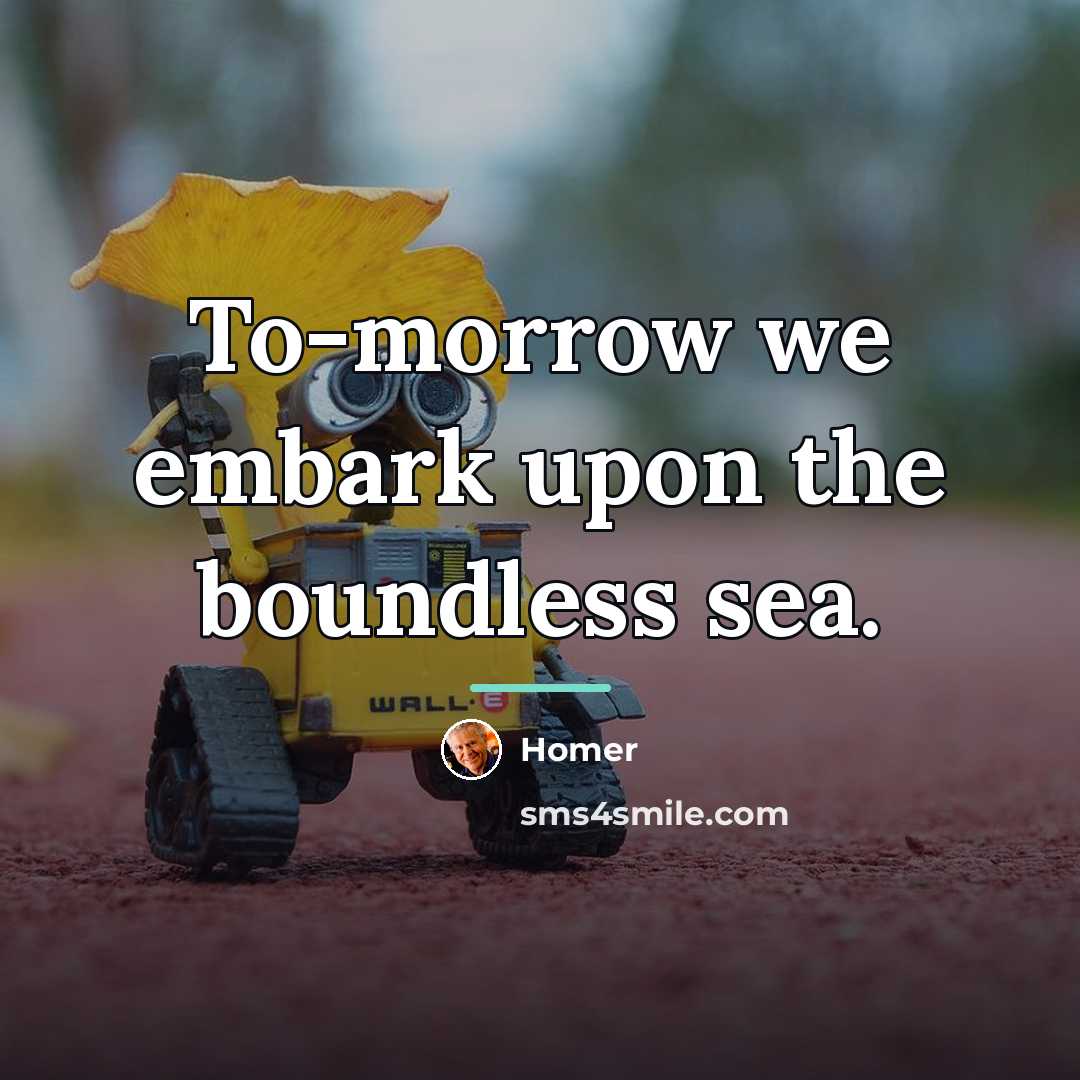 “To-morrow we embark upon the boundless sea.…” quote by Homer