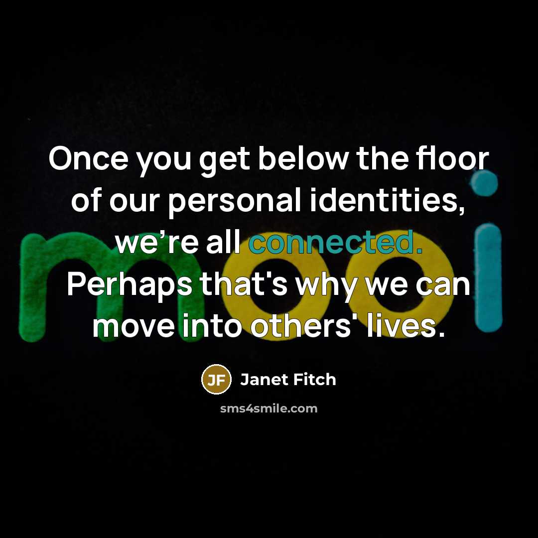 “Once you get below the floor of our personal identities,…” quote by Janet Fitch