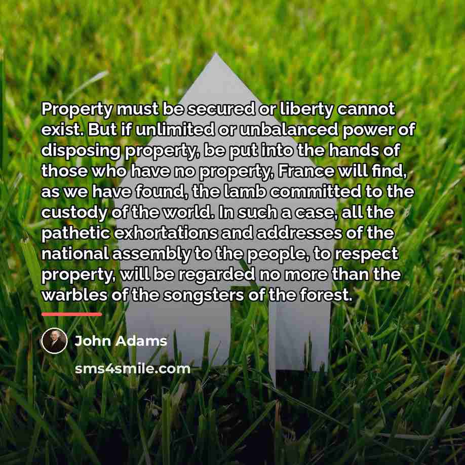 “Property must be secured or liberty cannot exist. But if…” quote by John Adams