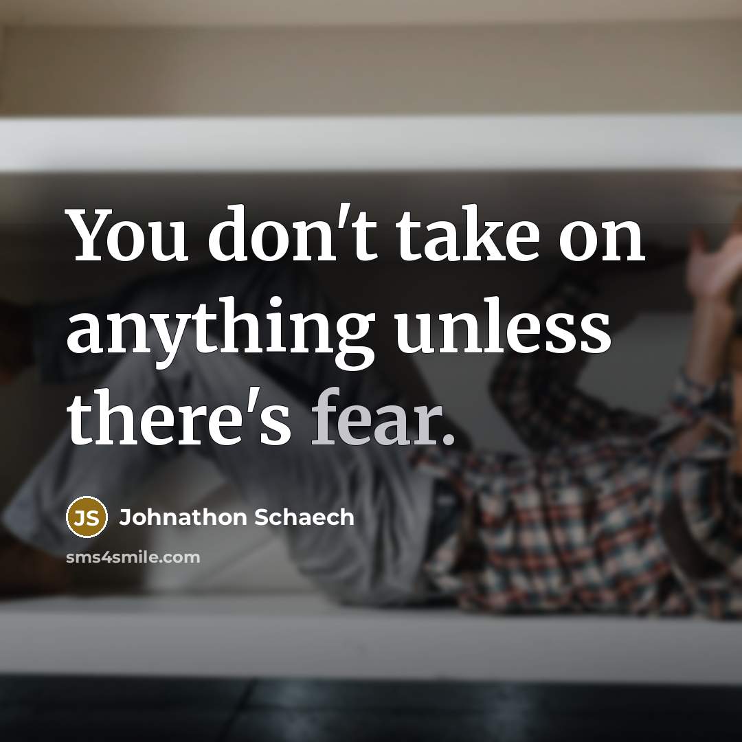 “You don't take on anything unless there's fear.…” quote by Johnathon Schaech