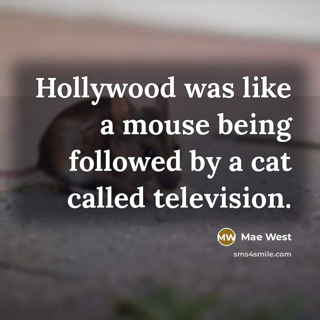 “Hollywood was like a mouse being followed by a cat…” quote by Mae West