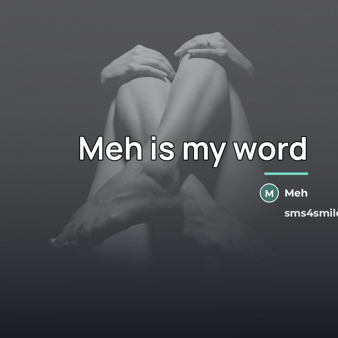 “Meh is my word…” quote by Meh